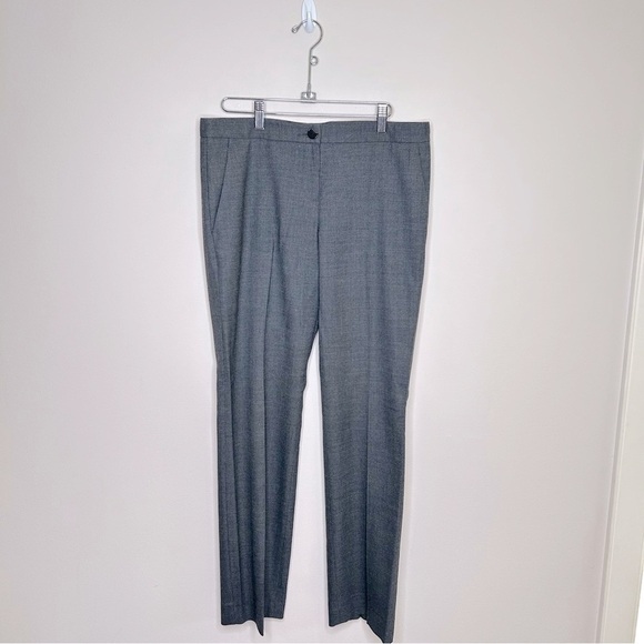 Theory Rosel Wool Blend Straight Leg Trousers Creased Leg Charcoal Grey Size 8 - Picture 1 of 10